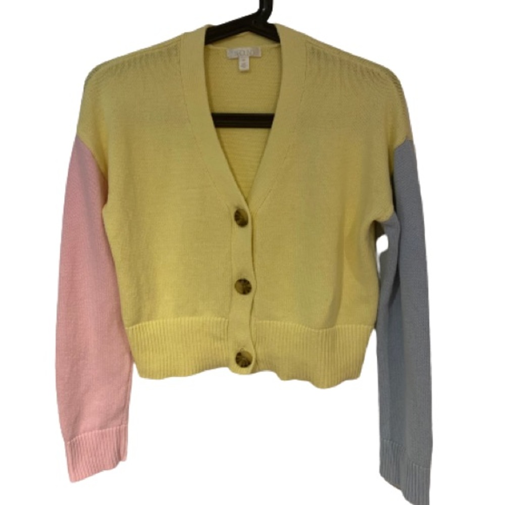 Abound Nordstrom Pastel Colour Block Button Down Cardigan Yellow, Pink a… - Picture 1 of 3